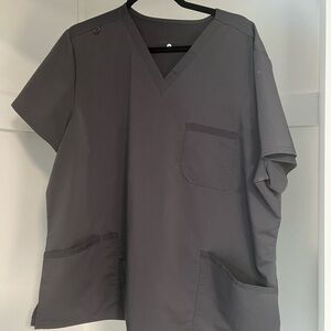 Charcoal V-Neck Scrub Top
